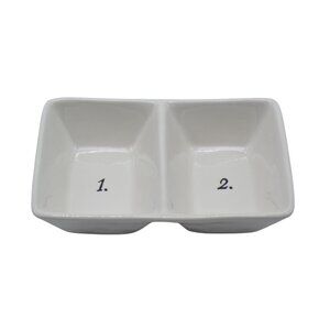 Rae Dunn Artisan Ceramic Numbered 1&2 Dual Compartment Dish Serving Tray HTF